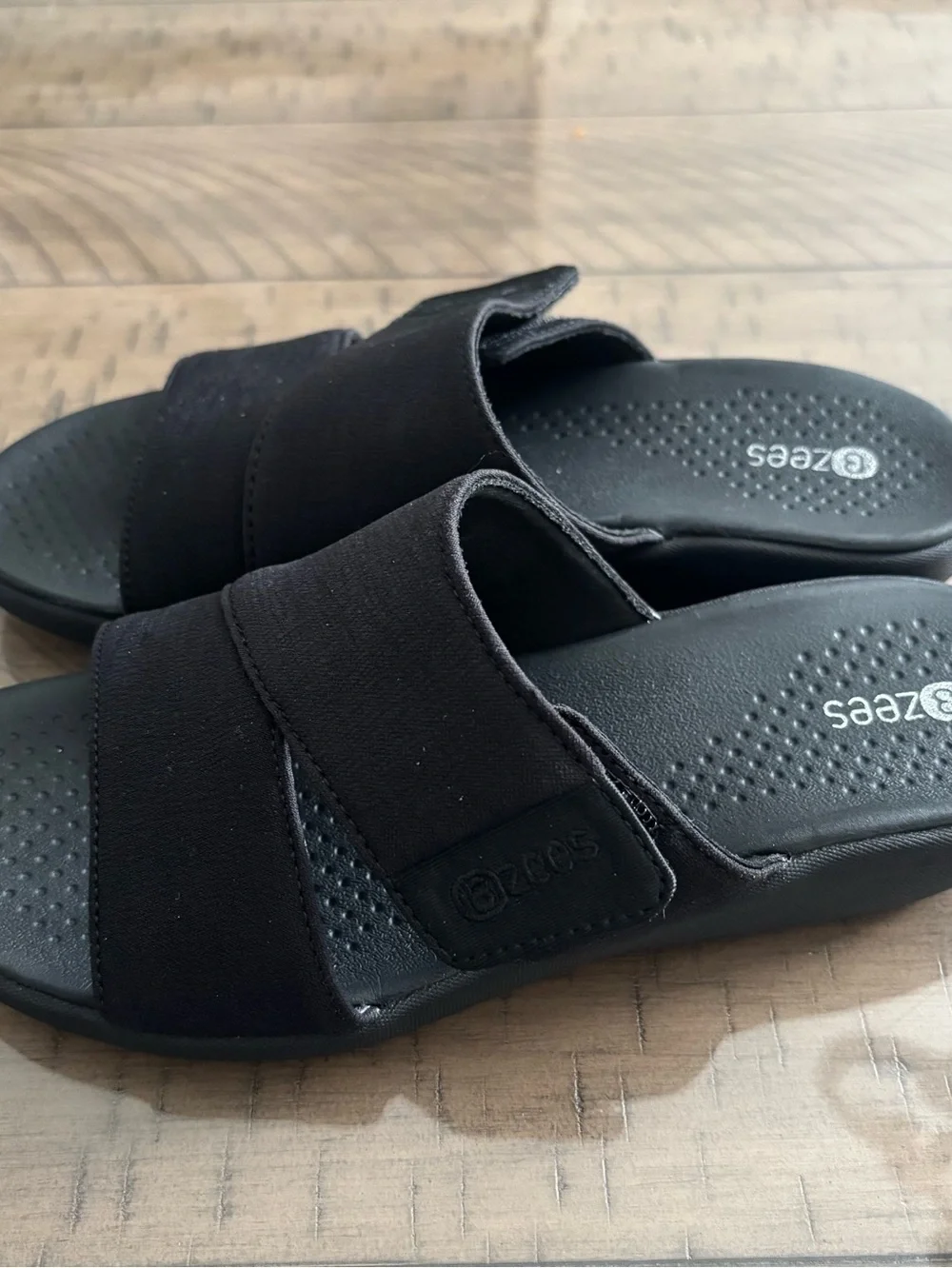 Bzees Adjustable Slide Sandal in Black - Women
